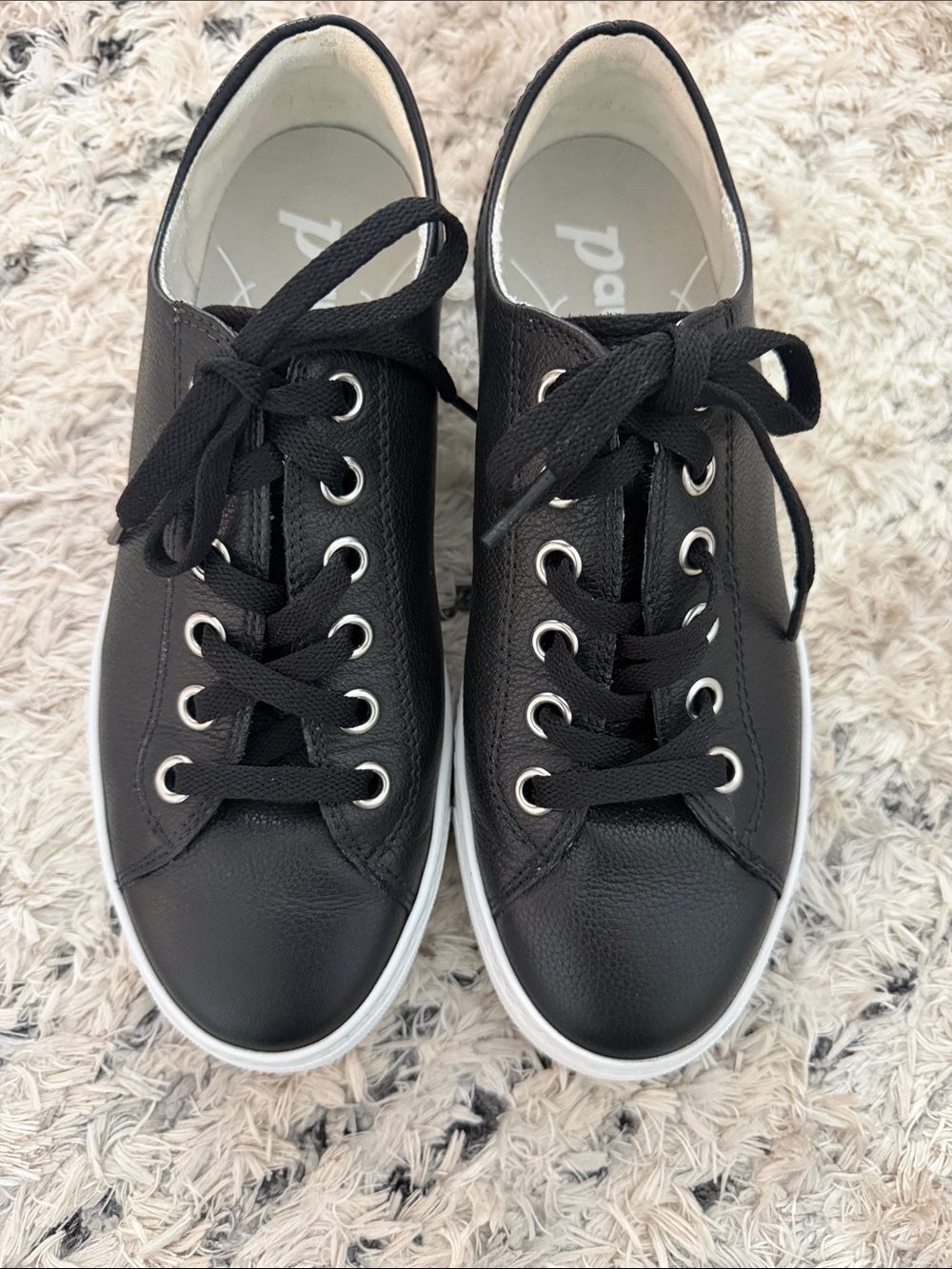 Paul Green Hadley Sneakers Black Leather Lace-Up Women's Sneakers 5.5 ( 8 USA)